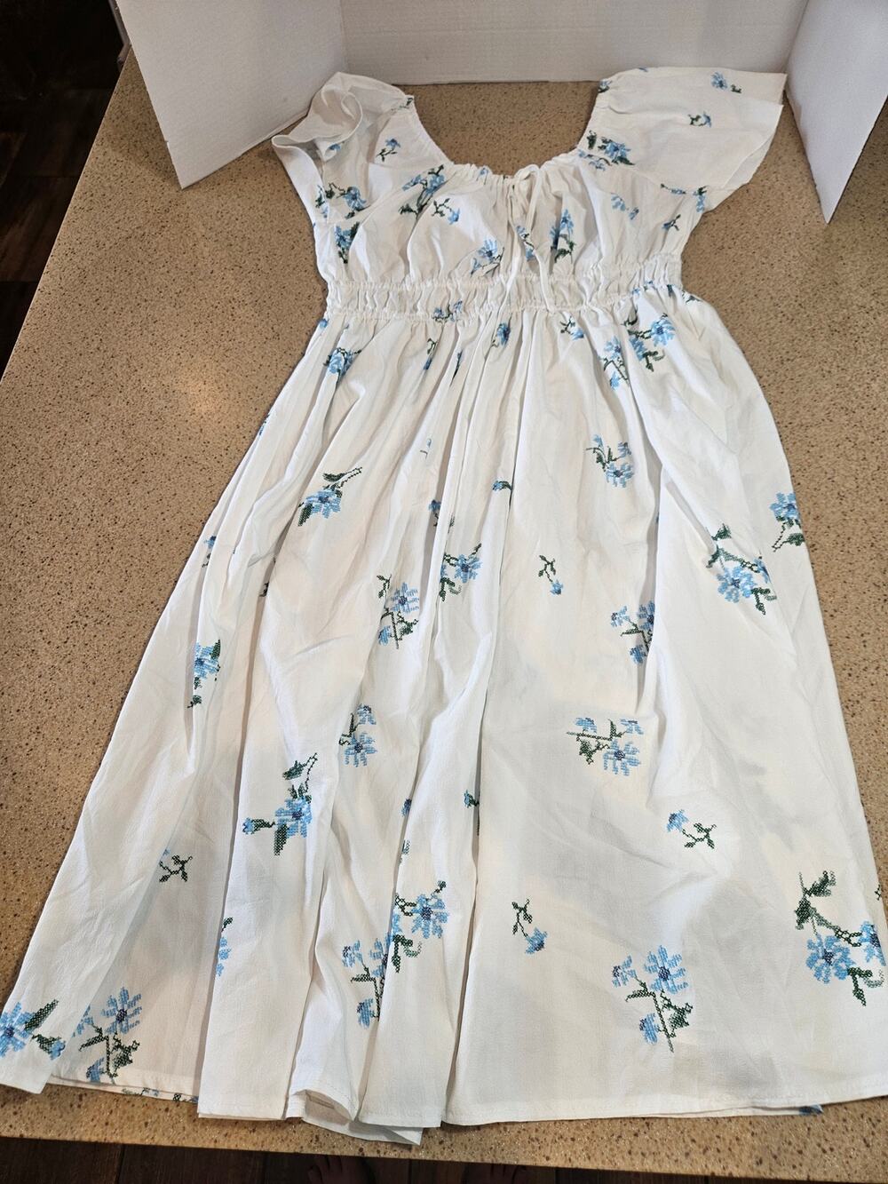 Shein Curve Blue & White Floral Sundress - XL